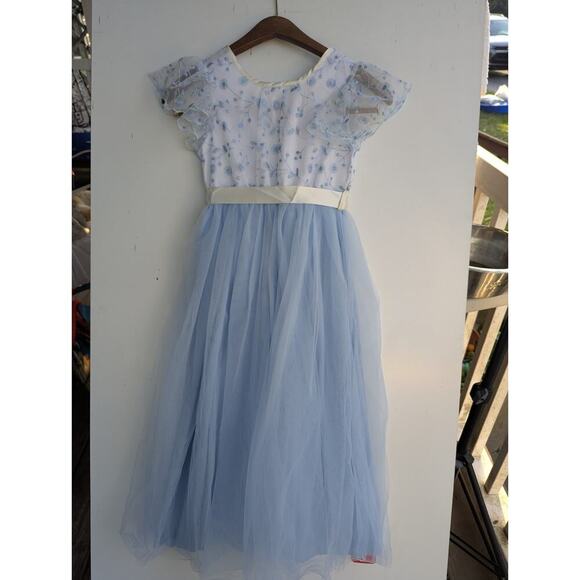 Pat Pat NEW Floral Embroidery Evening Maxi Dress Lacey Blue Sz 8. - Picture 1 of 8